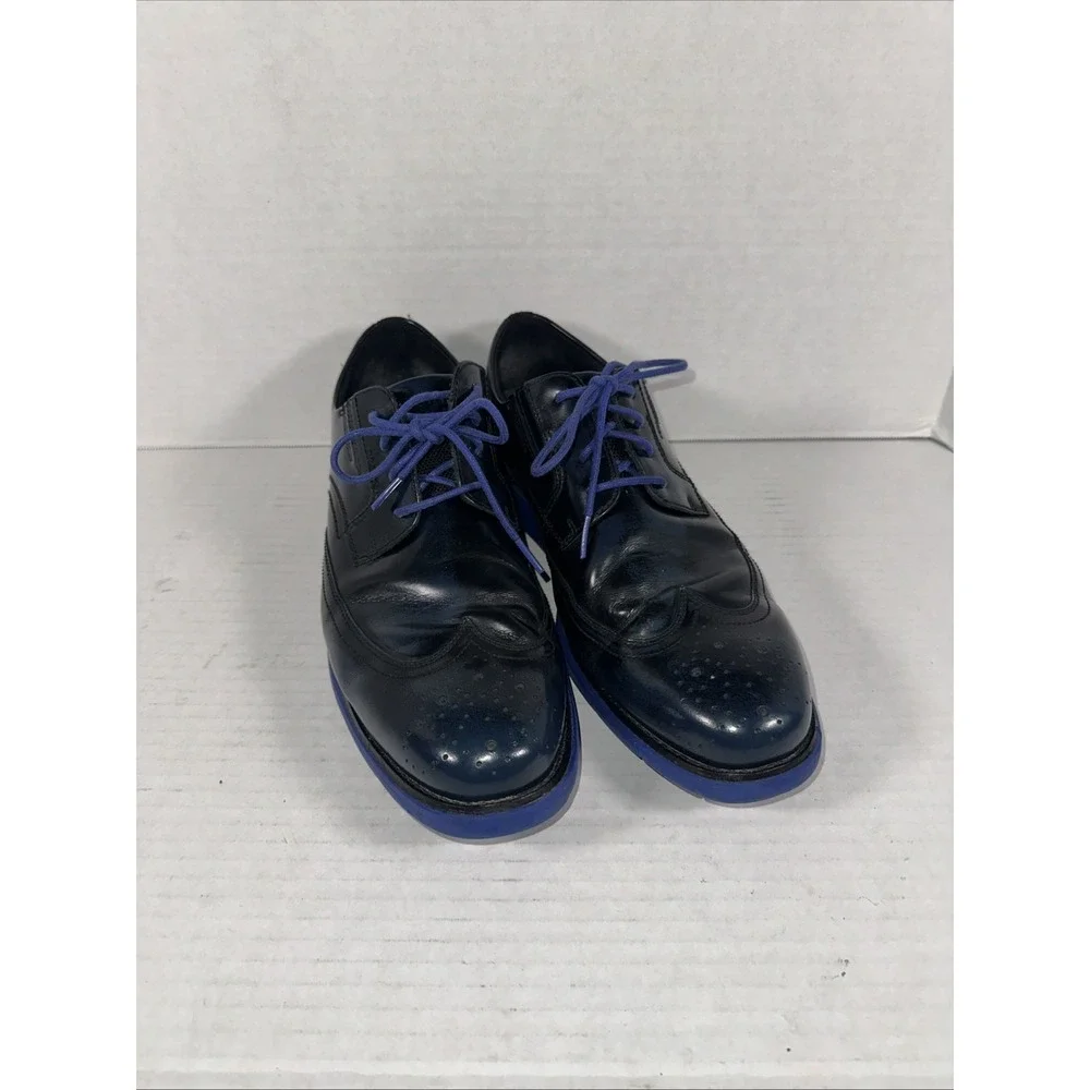 Rockport Men's Total Motion Sport‎ Wing Tip Dress Shoes 11.5M Black Blue Soles